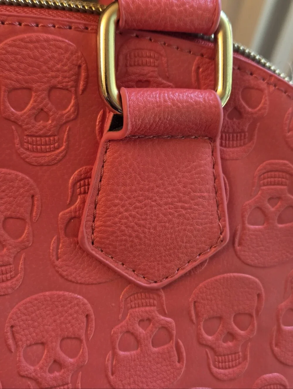 NWT Betsey Johnson Pink Embossed Skull Dome Satchel Crossbody Gold Hardware